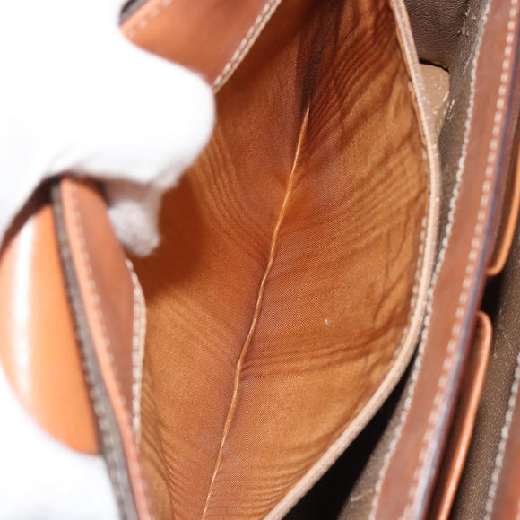 CELINE Macadam Canvas Hand Bag PVC Leather Brown Gold Auth 189671