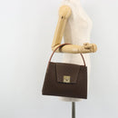 CELINE Macadam Canvas Hand Bag PVC Leather Brown Gold Auth 189671-24