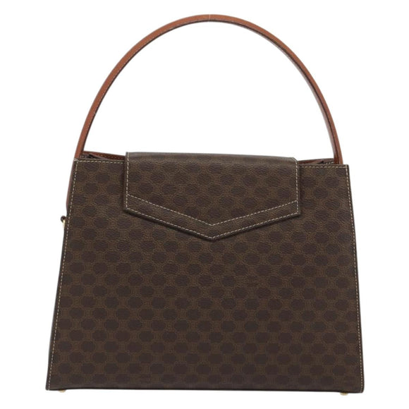 CELINE Macadam Canvas Hand Bag PVC Leather Brown Gold Auth 189671
