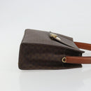 CELINE Macadam Canvas Hand Bag PVC Leather Brown Gold Auth 189671-4