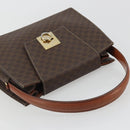 CELINE Macadam Canvas Hand Bag PVC Leather Brown Gold Auth 189671-6
