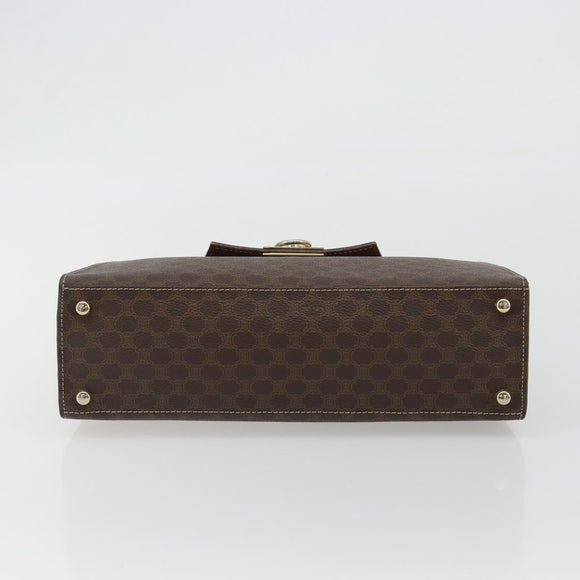 CELINE Macadam Canvas Hand Bag PVC Leather Brown Gold Auth 189671