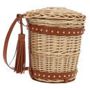 CELINE Shoulder Bag Rattan Ivory Gold Auth 189672M-1