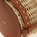 CELINE Shoulder Bag Rattan Ivory Gold Auth 189672M-14