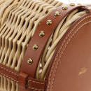 CELINE Shoulder Bag Rattan Ivory Gold Auth 189672M-15