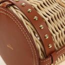 CELINE Shoulder Bag Rattan Ivory Gold Auth 189672M-16