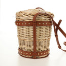 CELINE Shoulder Bag Rattan Ivory Gold Auth 189672M-5