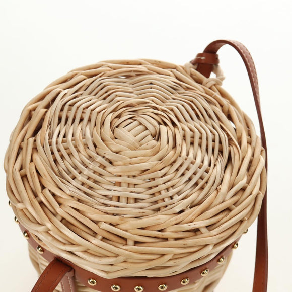 CELINE Shoulder Bag Rattan Ivory Gold Auth 189672M