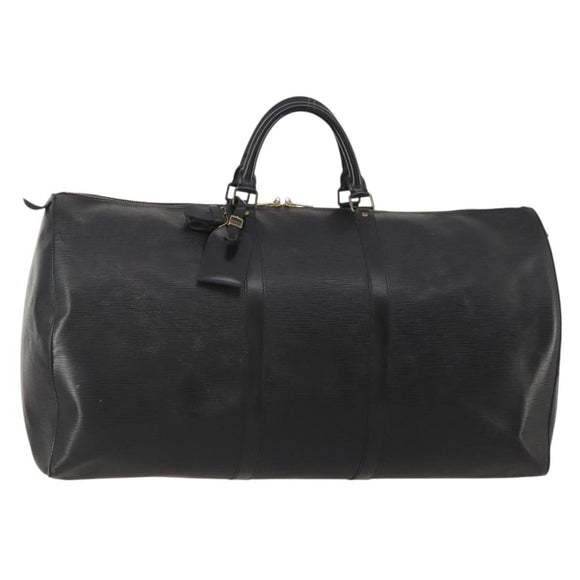 LOUIS VUITTON Epi Keepall 60 Boston Bag Black M42942 LV Auth 189674