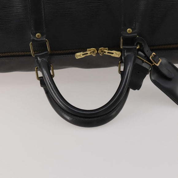 LOUIS VUITTON Epi Keepall 60 Boston Bag Black M42942 LV Auth 189674