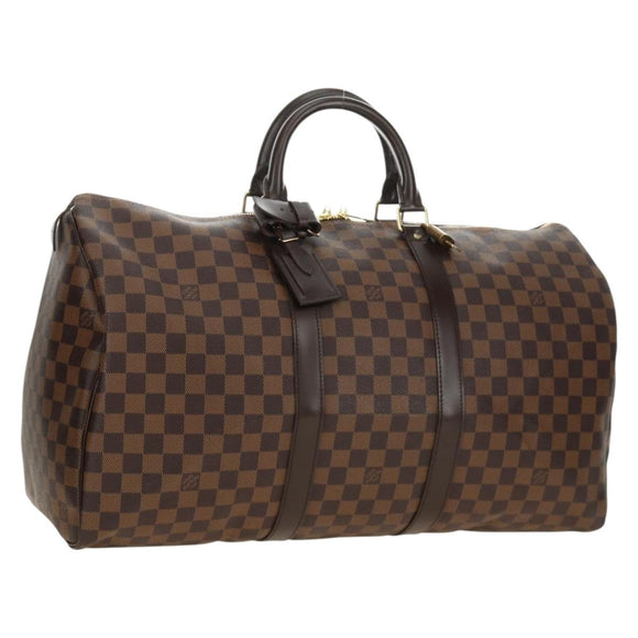 LOUIS VUITTON Damier Ebene Keepall 50 Boston Bag N41427 LV Auth 189675V