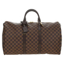 LOUIS VUITTON Damier Ebene Keepall 50 Boston Bag N41427 LV Auth 189675V-13
