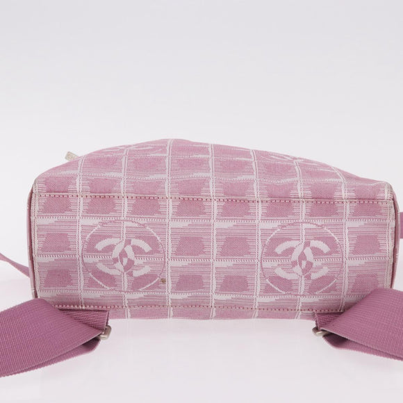 CHANEL New Travel Line Backpack Canvas 2way Pink Silver CC Auth 189678A