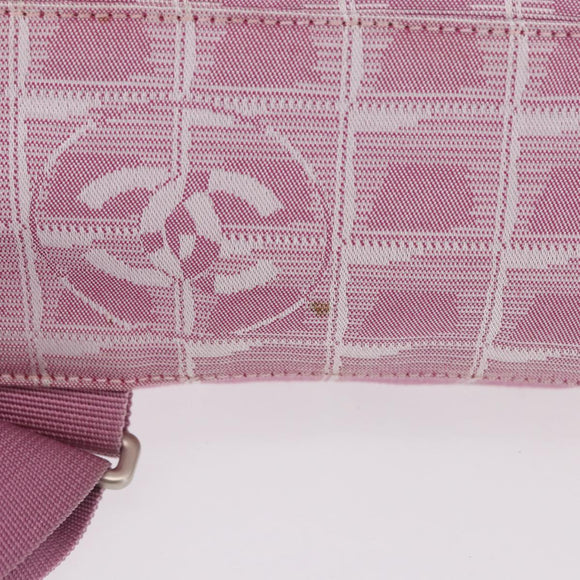 CHANEL New Travel Line Backpack Canvas 2way Pink Silver CC Auth 189678A
