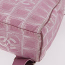 CHANEL New Travel Line Backpack Canvas 2way Pink Silver CC Auth 189678A-15