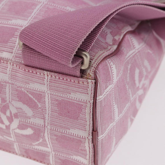 CHANEL New Travel Line Backpack Canvas 2way Pink Silver CC Auth 189678A