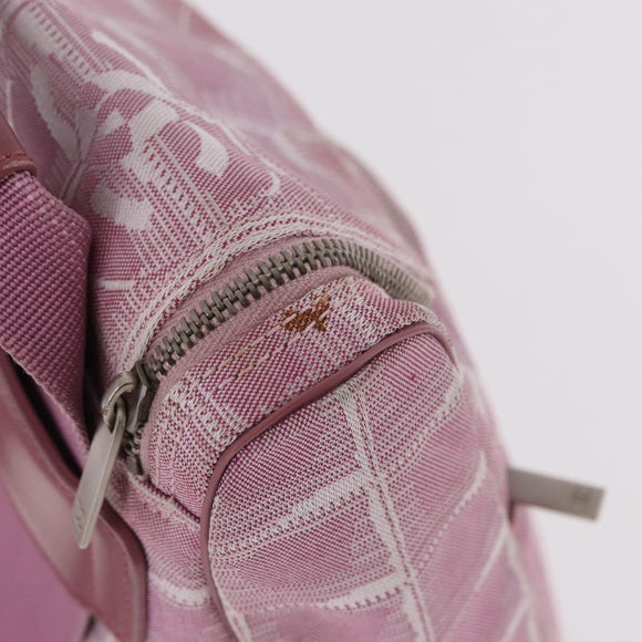 CHANEL New Travel Line Backpack Canvas 2way Pink Silver CC Auth 189678A