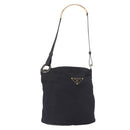 PRADA Tote Bag Nylon Black Gold Auth 189679-1