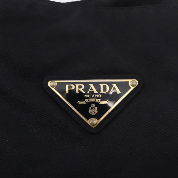PRADA Tote Bag Nylon Black Gold Auth 189679