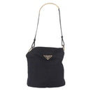 PRADA Tote Bag Nylon Black Gold Auth 189679-2