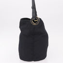 PRADA Tote Bag Nylon Black Gold Auth 189679-4