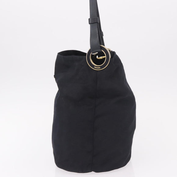 PRADA Tote Bag Nylon Black Gold Auth 189679