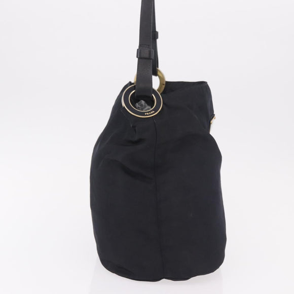 PRADA Tote Bag Nylon Black Gold Auth 189679