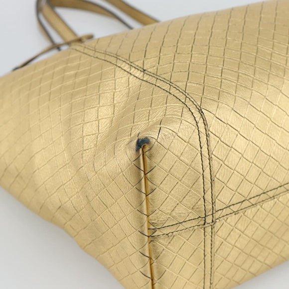 BOTTEGA VENETA INTRECCIATO Tote Bag Leather Gold Auth 189680A