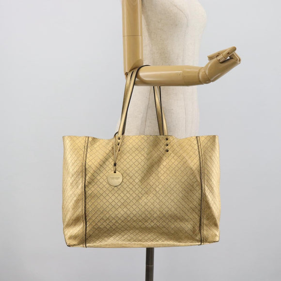 BOTTEGA VENETA INTRECCIATO Tote Bag Leather Gold Auth 189680A