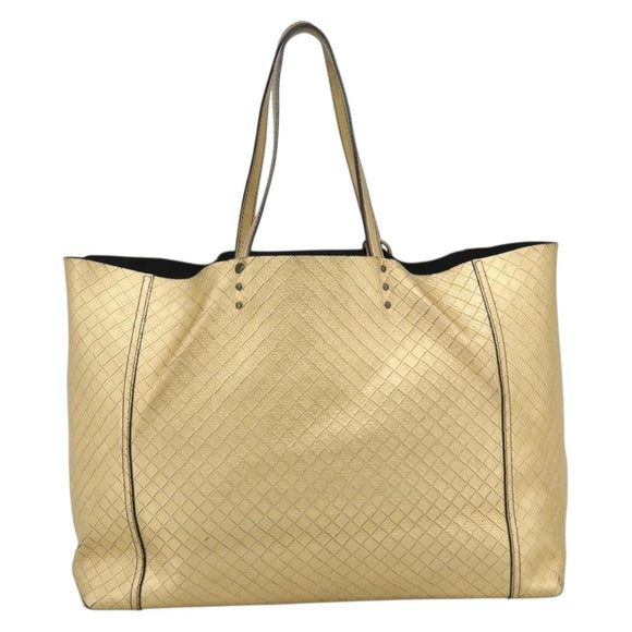 BOTTEGA VENETA INTRECCIATO Tote Bag Leather Gold Auth 189680A
