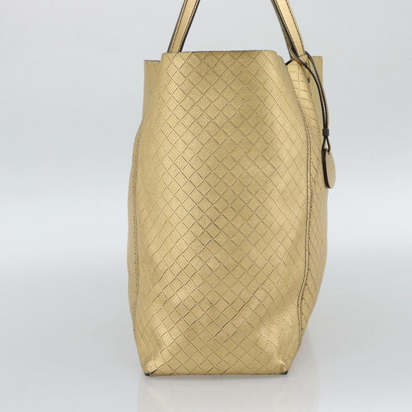 BOTTEGA VENETA INTRECCIATO Tote Bag Leather Gold Auth 189680A