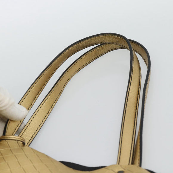BOTTEGA VENETA INTRECCIATO Tote Bag Leather Gold Auth 189680A