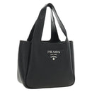 PRADA Hand Bag Vittero Dino Leather Black Silver Auth 189681SAM-1