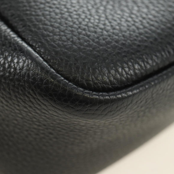 PRADA Hand Bag Vittero Dino Leather Black Silver Auth 189681SAM