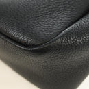 PRADA Hand Bag Vittero Dino Leather Black Silver Auth 189681SAM-15