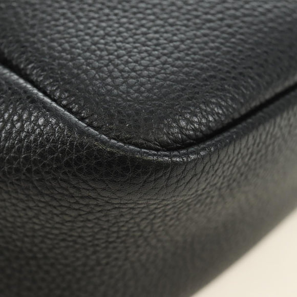 PRADA Hand Bag Vittero Dino Leather Black Silver Auth 189681SAM