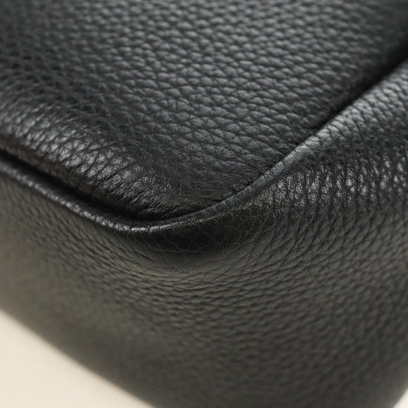 PRADA Hand Bag Vittero Dino Leather Black Silver Auth 189681SAM
