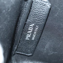 PRADA Hand Bag Vittero Dino Leather Black Silver Auth 189681SAM-21