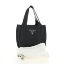 PRADA Hand Bag Vittero Dino Leather Black Silver Auth 189681SAM-12
