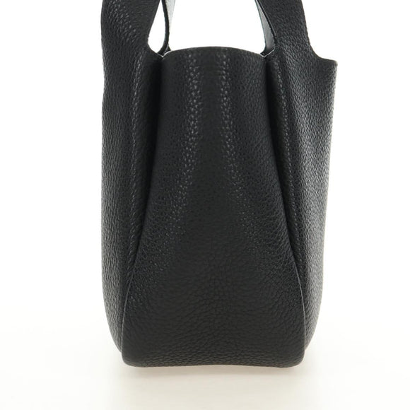 PRADA Hand Bag Vittero Dino Leather Black Silver Auth 189681SAM