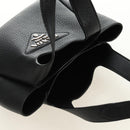 PRADA Hand Bag Vittero Dino Leather Black Silver Auth 189681SAM-6