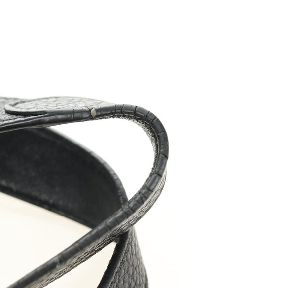 PRADA Hand Bag Vittero Dino Leather Black Silver Auth 189681SAM