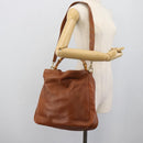 GUCCI Bamboo Shoulder Bag Leather 2way Brown Gold 001 2404 1577 Auth 189682-23