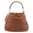GUCCI Bamboo Shoulder Bag Leather 2way Brown Gold 001 2404 1577 Auth 189682-2
