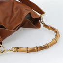 GUCCI Bamboo Shoulder Bag Leather 2way Brown Gold 001 2404 1577 Auth 189682-7