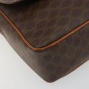 CELINE Macadam Canvas Circle Shoulder Bag PVC Leather Brown Gold Auth 189684-15