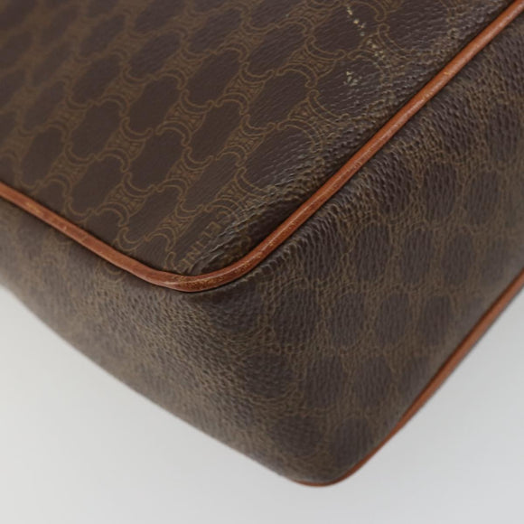 CELINE Macadam Canvas Circle Shoulder Bag PVC Leather Brown Gold Auth 189684