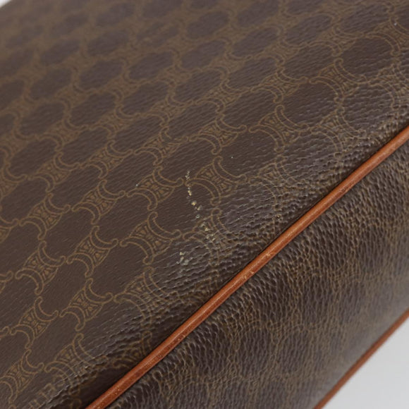 CELINE Macadam Canvas Circle Shoulder Bag PVC Leather Brown Gold Auth 189684