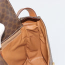 CELINE Macadam Canvas Circle Shoulder Bag PVC Leather Brown Gold Auth 189684-20