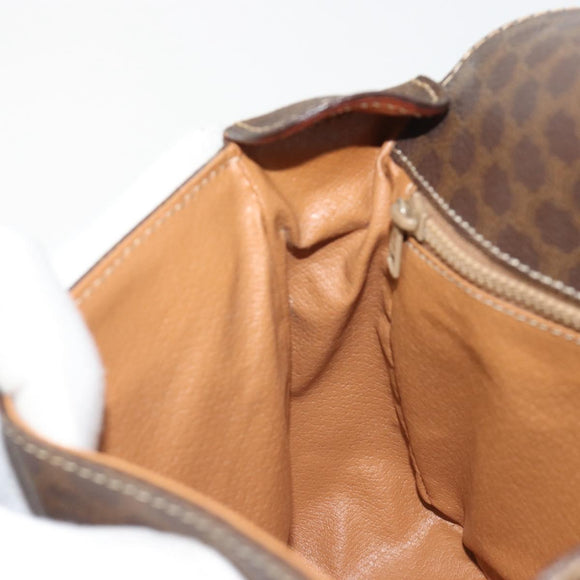 CELINE Macadam Canvas Circle Shoulder Bag PVC Leather Brown Gold Auth 189684